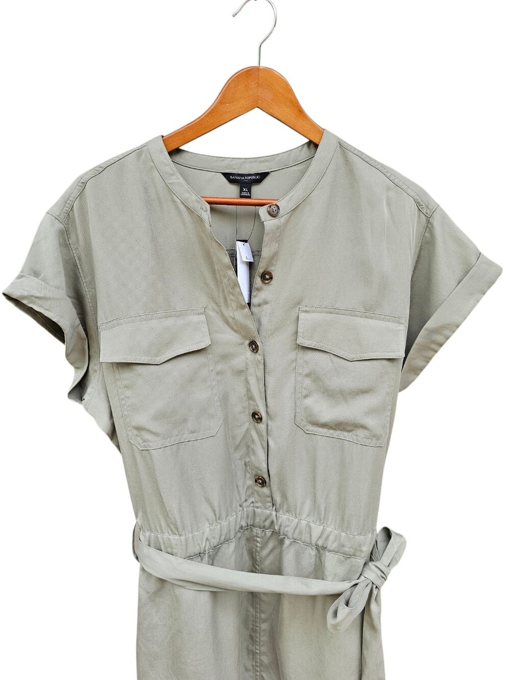 Banana Republic Sweet Basil (Light Sage) Utility Shirt Dress Size XL - Picture 2 of 13